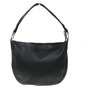 GUCCI Logo One Shoulder Hand Bag Leather Canvas Black SHW Italy 38MA213